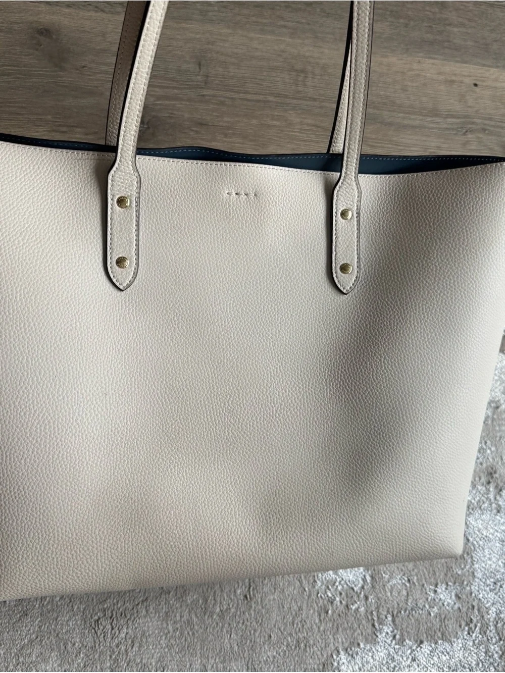 Coach City Cream Pebbled Leather Tote in Chalk